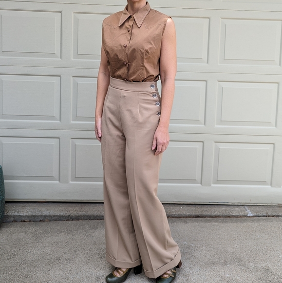 HEYDAY VINTAGE STYLE 1940's repro wide leg pants UK10 - Picture 4 of 11